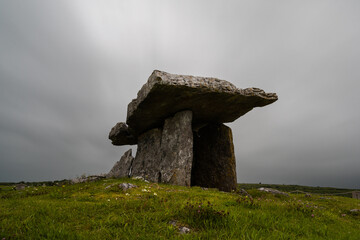 long exposure view of the Poulnabrone Dolmen in County Clare of Western Ireland