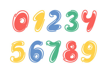 Design element for postcard. Colorful cartoon numbers for kids. Vector illustration