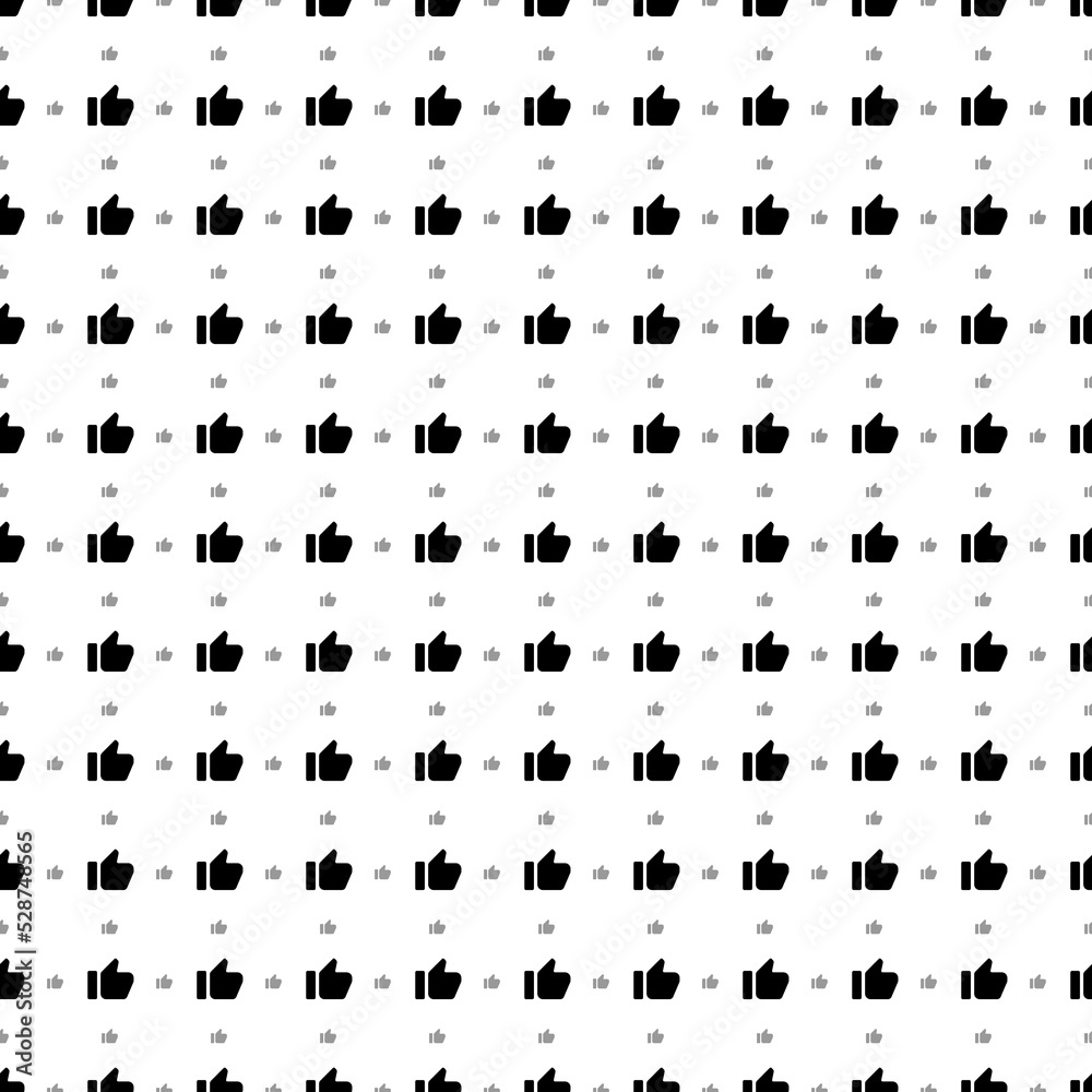 Poster square seamless background pattern from black thumb up symbols are different sizes and opacity. the 