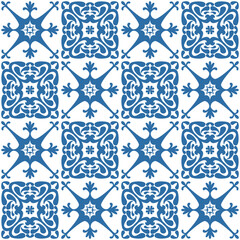 Azulejo square ceramic spanish tile for kitchen backsplash design, retro geometric vector illustration