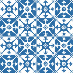 Azulejo square ceramic spanish tile for kitchen backsplash design, retro geometric vector illustration