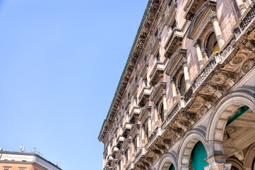 Obraz premium Milan, Italy - July 1, 2022: Views in and around Galleria Vittorio Emanuele II in Milan Italy 