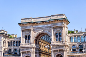 Fototapeta na wymiar Milan, Italy - July 1, 2022: Views in and around Galleria Vittorio Emanuele II in Milan Italy 