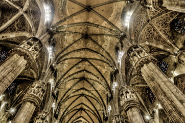 Interiors of the Duomo Cathedral in Milan Italy
