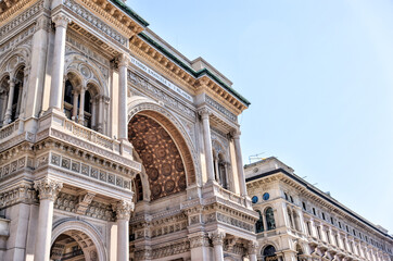 Milan, Italy - July 1, 2022: Views in and around Galleria Vittorio Emanuele II in Milan Italy
