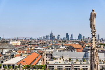 Fototapeta na wymiar Cityscapes of Milan Italy from above 