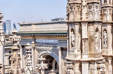 Fototapeta premium Exteriors of the Duomo Cathedral in Milan Italy 