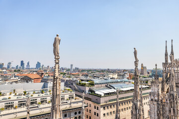 Exteriors of the Duomo Cathedral in Milan Italy
