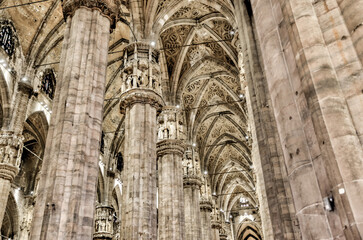 Interiors of the Duomo Cathedral in Milan Italy
