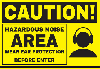 Hazardous noise area warning sign vector - obrazy, fototapety, plakaty