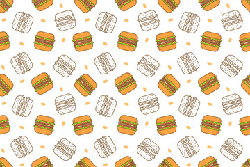 Fast food burger seamless pattern vector