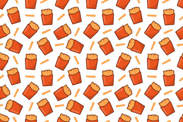Fast food french fries seamless pattern vector