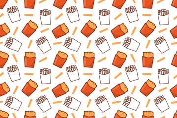 Fast food french fries seamless pattern vector