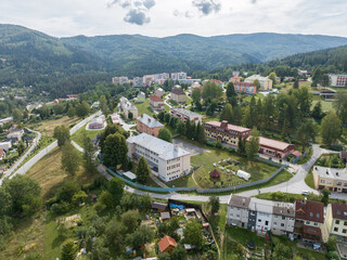 Aerial view of the village of Prakovce in Slovakia