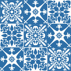 Azulejo tile seamless pattern for decor, illustration traditional portuguese pattern for design