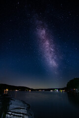Naklejka na ściany i meble Milky Way Over Lake at The Hideout in Pennsylvania