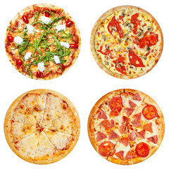png Isolated collage of various types of pizza