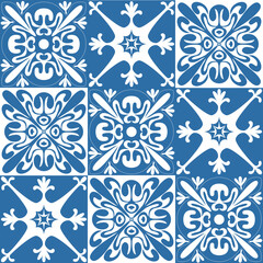 Spanish traditional Azulejo tiles for interior decoration, textiles and design