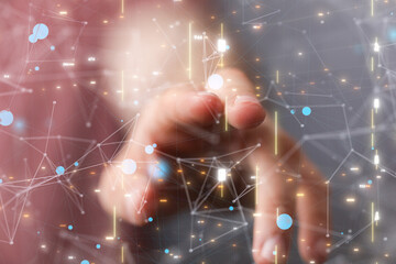 Global network. Blockchain. 3D illustration. Neural networks and artificial intelligence. Abstract