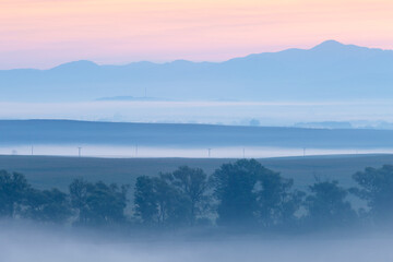 Fototapeta premium Dawn at Rudno village in Turiec region, Slovakia.