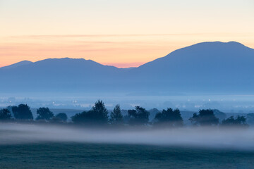 Sunrise at Rudno village in Turiec region, Slovakia.
