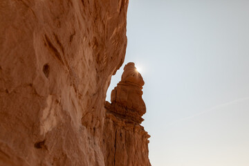 Sunlight through rocks in Goblin Valley State Park in Utah