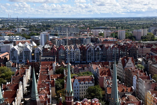 Blick von der Marienkirche auf Danzig