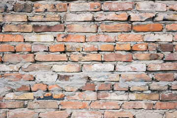Old brick wall. Red brick wall background.