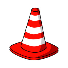 Traffic cone icon, cartoon style, equipment for safety.