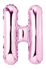 Letter H in pink mylar balloon isolated on transparent