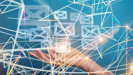 Hand Touching Email With Finger.