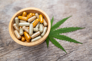 Organic cannabis capsule from extracting natural proceed for healthy using in daily life....