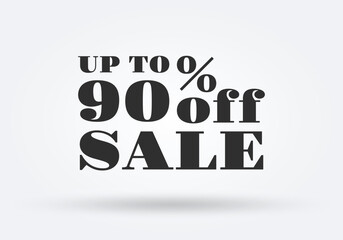 Sale icon. 90 percent price off. Discount tag, label or sign. Promotion sticker design. Business, advertising, marketing badge. Vector illustration.