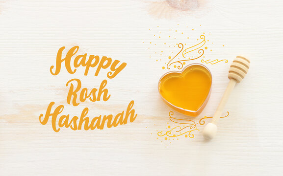 rosh hashanah (jewesh holiday) concept - honey traditional holiday symbol