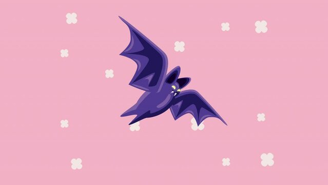 Happy Halloween Animation With Bat Flying