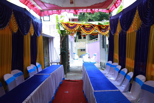 Bangalore, India 8th June 2022: Graha Pravesh. Grah or gruh Pravesh is a Hindu ceremony performed on the occasion of an individual's first time entering their new home. Hindu Hawan pooja Rituals.  