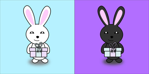 Rabbits with a gift in their paws