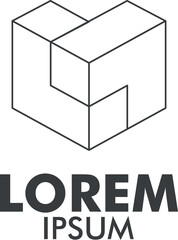 company logo with cube shape, isometric