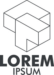 company logo with cube shape, isometric
