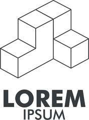 company logo with cube shape, isometric