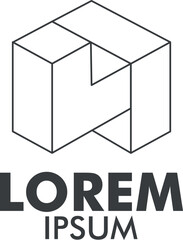 company logo with cube shape, isometric