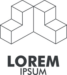 company logo with cube shape, isometric