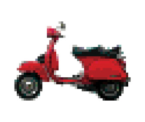 pixel art style t-shirt decoration with red scooter 