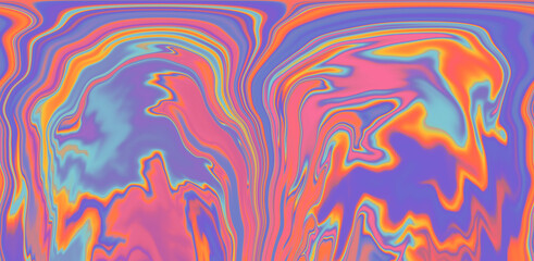 Abstract holographic background with fluid colorful paint stains.