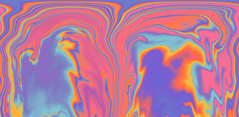 Abstract holographic background with fluid colorful paint stains.