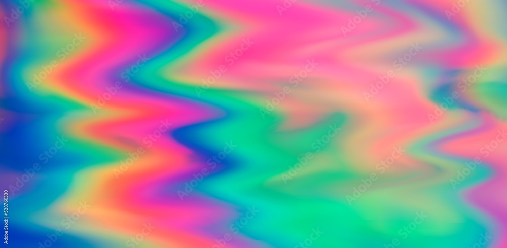 Poster abstract holographic background with wavy colorful lines.
