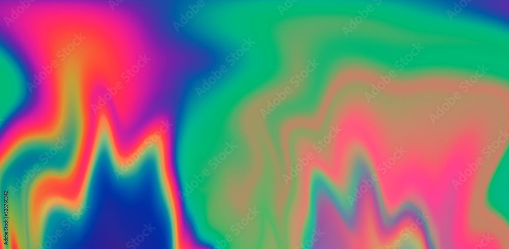Poster abstract holographic background with wavy colorful lines.