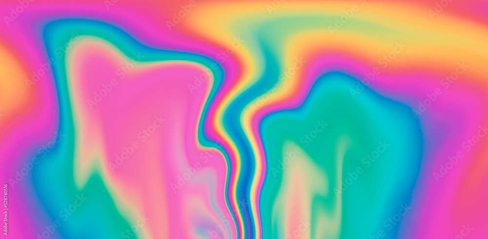 Poster abstract holographic background with wavy colorful lines.