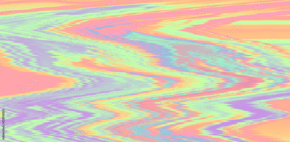 Poster Holographic psychedelic distorted texture of a broken computer screen. Glitch art background.