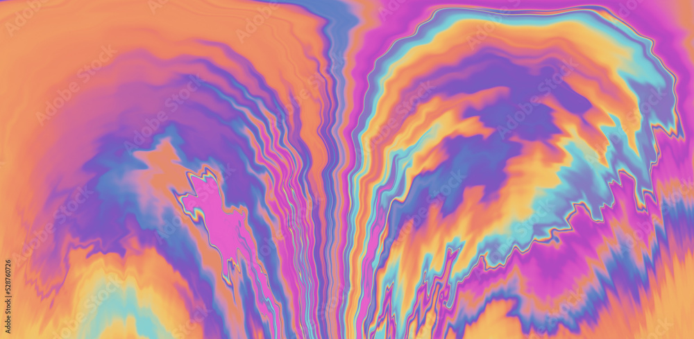 Poster Abstract background with colorful fluid ink and paint stains. Marbling ebru psychedelic texture.